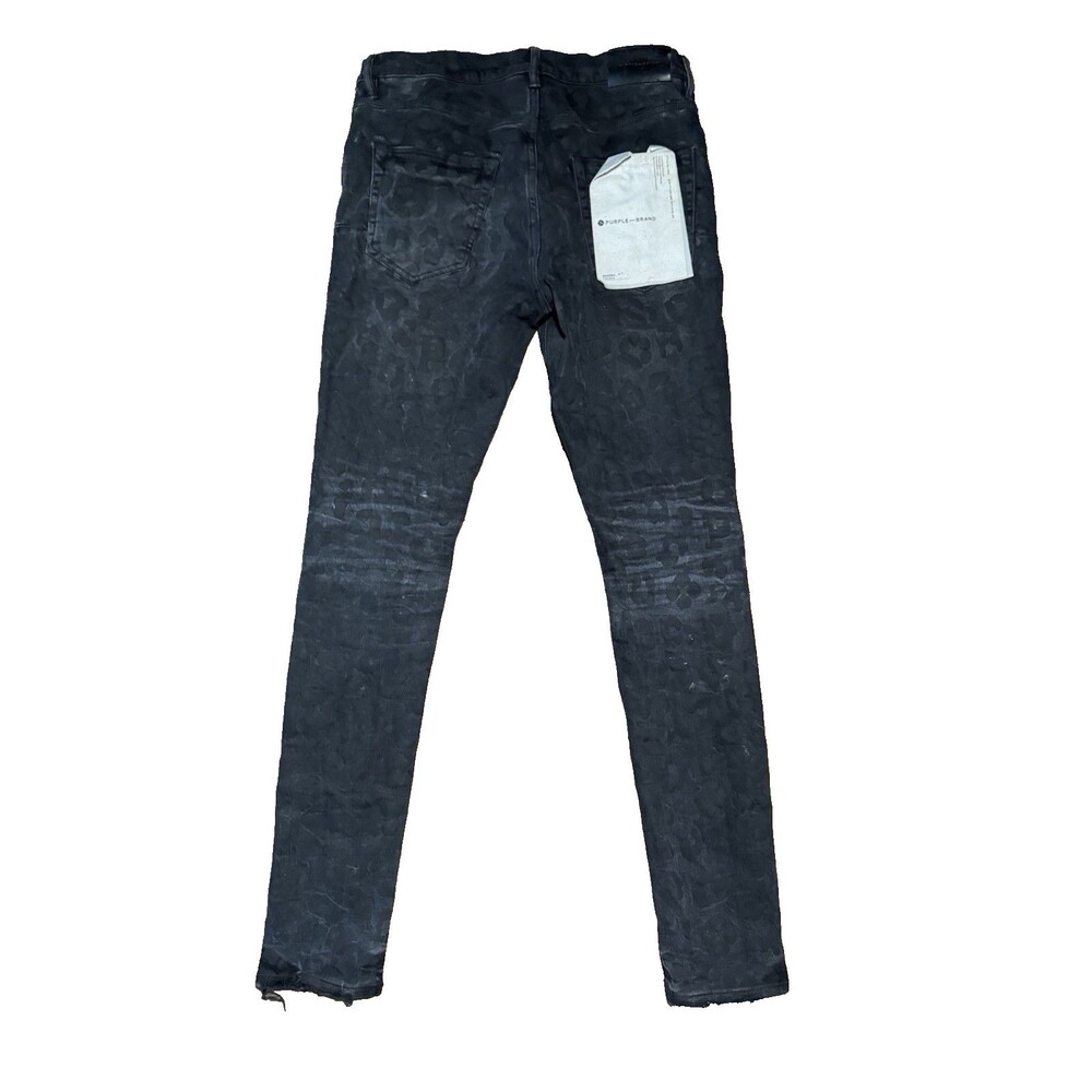 Purple Brand P001 Black Leopard Animal Print Designer Skinny Jeans Mens 30